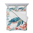 thumbnail image 7 of Teal Red Coastal King Size Down Alternative Comforter, Lightweight Comforter Quilt Bedding Set with Pillow Shams Summer Beach Turtle Starfish Nautical All Seasons Bed Comforter Duvet Insert 96"x106", 7 of 7