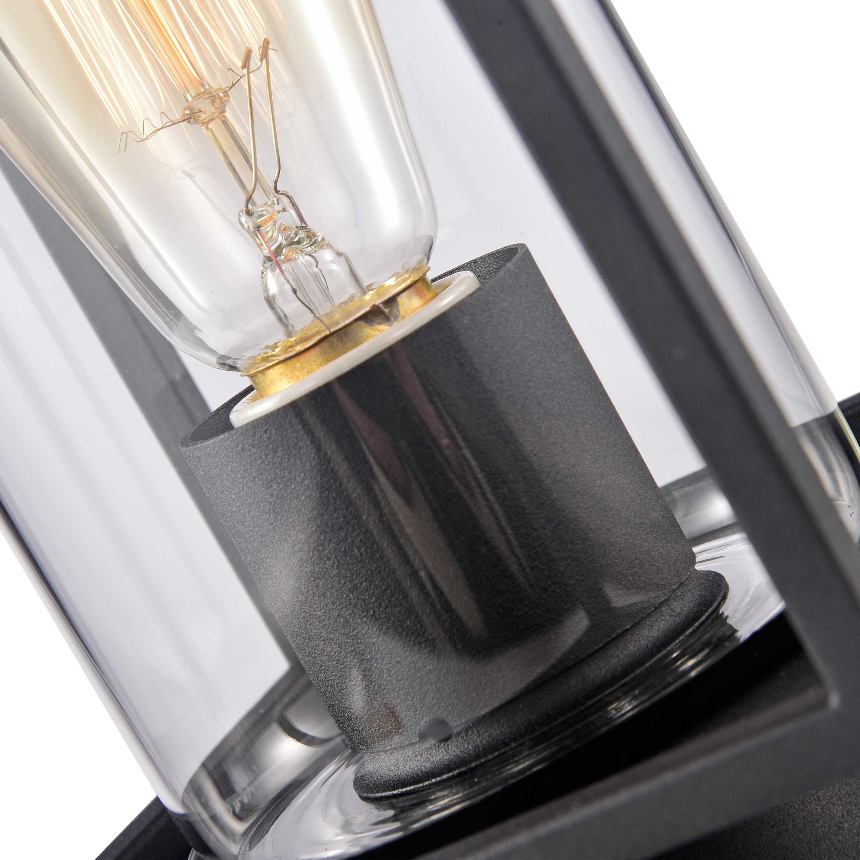 C Cattleya 1-Light Black Outdoor Post Light with Clear Glass Shade Waterproof Lantern Lighting Fixtures(E26)