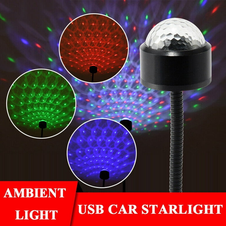 USB Mini Car Roof Star Night Light, Blue+Green+Red Starry Sky Projection  Lamp 