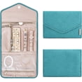 thumbnail image 1 of Organizador de joyas de viaje, caja de joyería plegable para anillos de viaje, collares, pulseras, pendientes, cian, 1 of 5