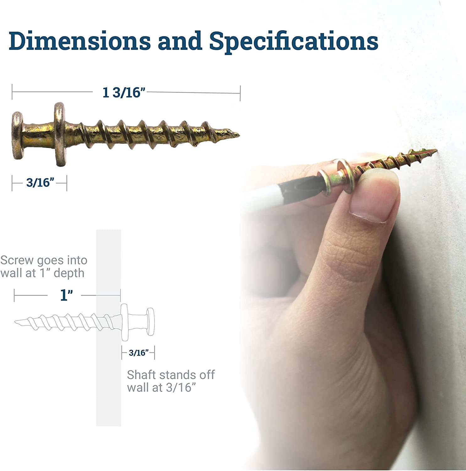 PHS Bear Claw Hanger Screws - 30 Pack Wall Hangers for Pictures - 30 lbs Heavy Duty Picture Hangers for Drywall & Plaster Walls - Gold Picture Hanging H s for D-Rings, Sawtooth, Wire and Keyholes