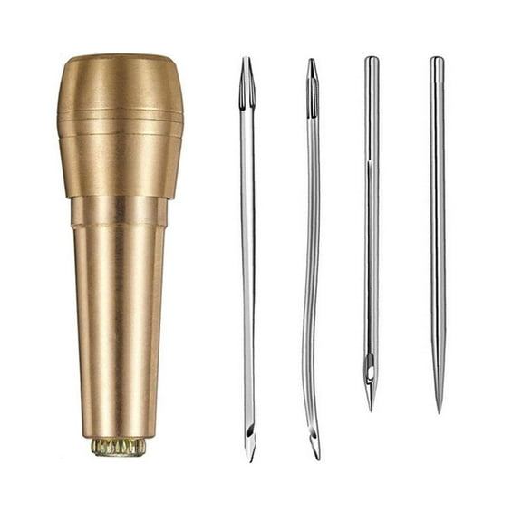Leather Sewing Awl Tool with Handle Leatherworking Tool Curved/Straight Hook Needle Awl For Leather Thick Canvas Fabric