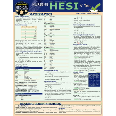 Nursing HESI A2 : a QuickStudy Laminated Reference & Study (Best Hesi A2 Study Guide 2019)