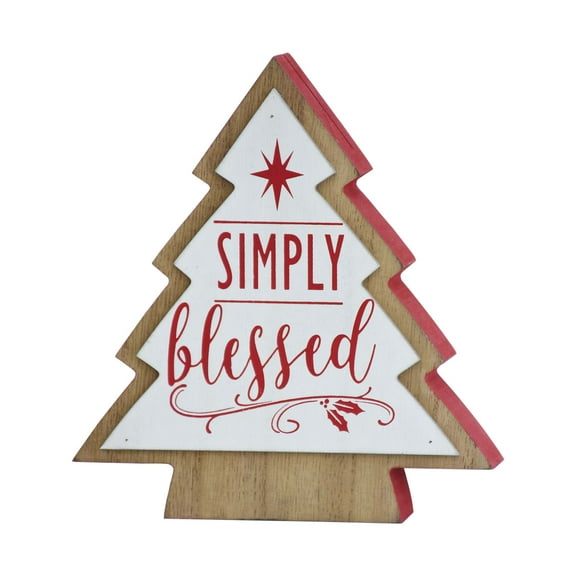 Parisloft Simply Blessed Christmas Tree Shaped Wood Tabletop Photo Holder