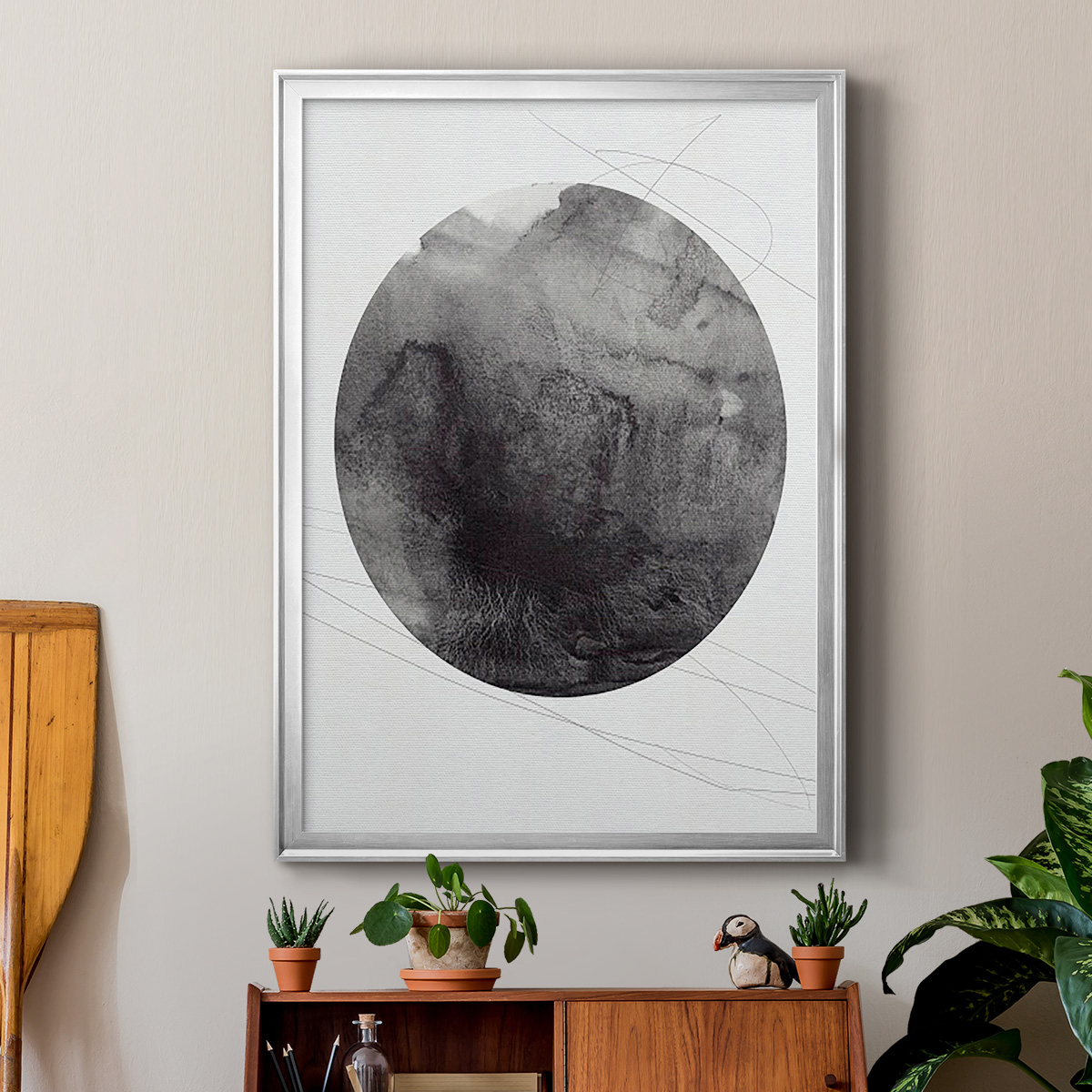 Graphite Moon I Premium Framed Print, in Gold, Black, or Silver - Ready to Hang