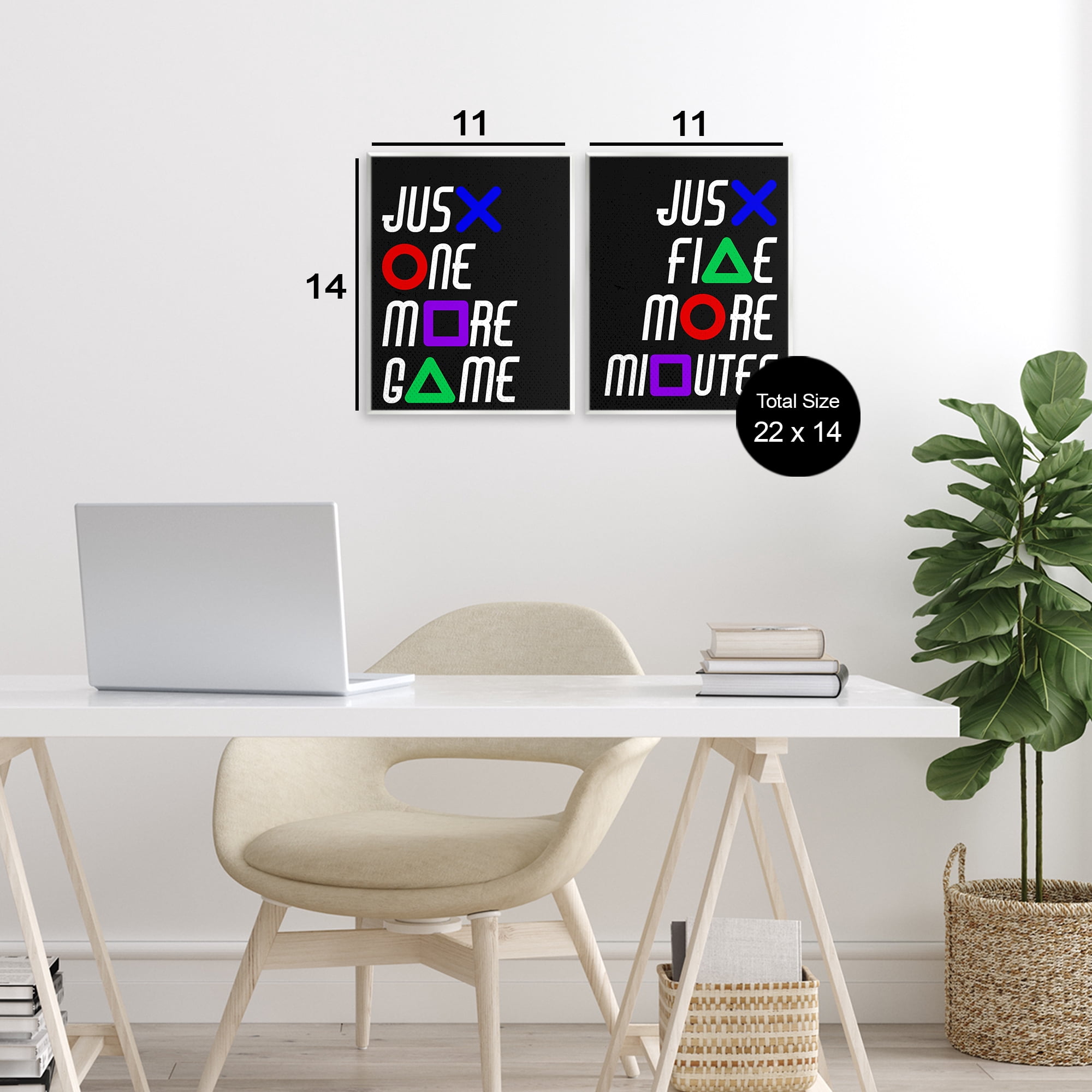 Gamer Button Symbols Phrases 2 Piece Wall Plaque Art Set, design by Kim Allen