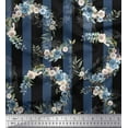 thumbnail image 1 of Soimoi Black Velvet Fabric Stripe & Half Wreath Rose Floral Print Sewing Fabric Yard 58 Inch Wide, 1 of 3