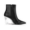 thumbnail image 3 of BLISSFUL STEP Women's Ankle Boots Clear Heel Pointed Toe Wedge Heels Faux Leather Booties Black 7, 3 of 7