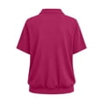 thumbnail image 4 of Uootdi Women's Collared Shirts Short Sleeve V Neck Tops Casual Daily Style Soft Breathable Relaxed Fit Tees Gift, 4 of 5