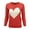 Tomato/Oatmeal, variant on YEMAK Women's Love Heart Chenille Crewneck 3/4 Sleeve Casual Pullover Sweater MK3595-OAT/BLK-L