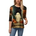thumbnail image 5 of Godom Halloween T Shirts for Womens 3/4 Sleeve Shirt Crewneck Basic Tees Soft Loose Fit Fall Outfits Fashion Tops 2025, 5 of 6
