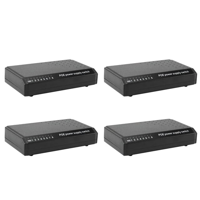 4X 8 Ports 6+2 POE Switch Injector Power Over RJ45 Ethernet Without Power Adapter Network System 10/100M for Cameras,4 * POE Switch,Black
