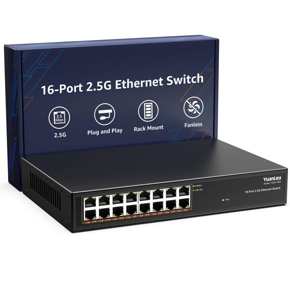 Switch Ethernet YuanLey YS25-1600 de 16 puertos 2.5G sin ventilador