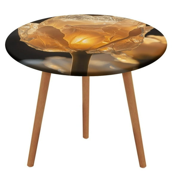 Boho Vintage Floral Round Fitted Tablecloth with Flannel Backing Elastic Table Cloth Waterproof Oil-Proof Plastic Table Cover Table Up 40"-54" Diameter)