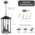 thumbnail image 3 of Farmhouse Porch Pendant Light Outdoor 3-Candle Light Pendant Light Waterproof Exterior Hanging Lanterns with Clear Glass Shade for Front Porch Entryway (Black), 3 of 9
