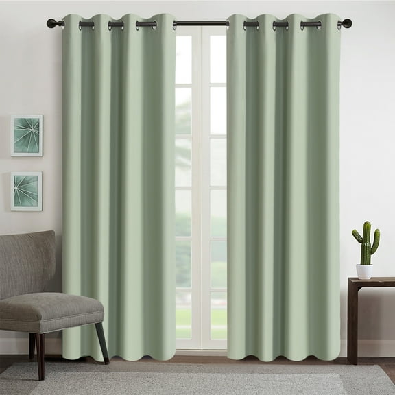 2 panels blackout curtains, solid color grommet top window treatment drapes for Bedroom