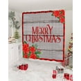 thumbnail image 2 of Christmas Shower Curtain Merry Christmas Shower Curtains for Bathroom Decor Christmas Red Poinsettia Flowers Wood Grain Christmas Decoration Bath Curtains Sets with Hooks Waterproof, 72x72 in, 2 of 6