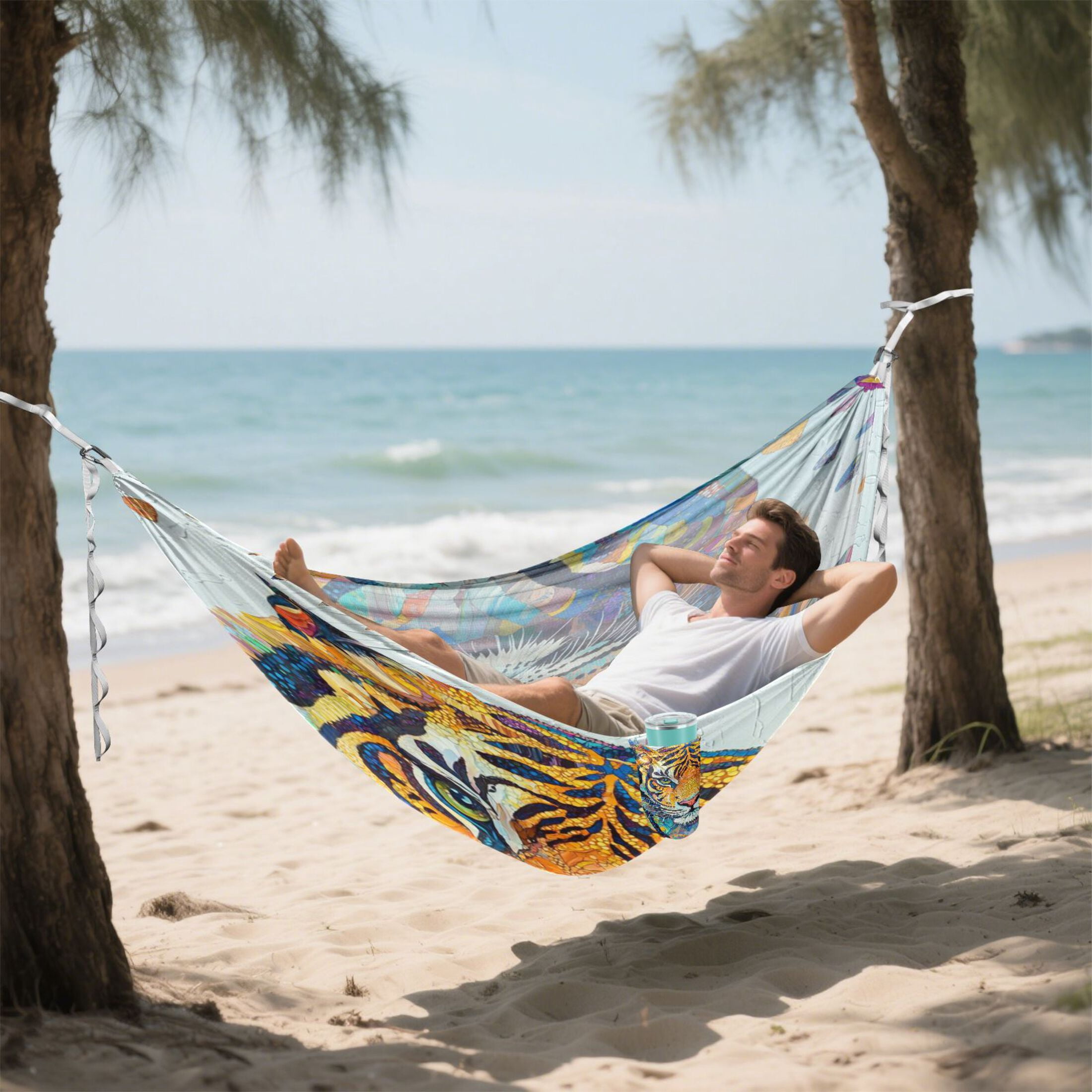 Hammock Camping Hammock Nylon Portable Hammock Travel Camping Hammock Colorful Raindrop Tiger