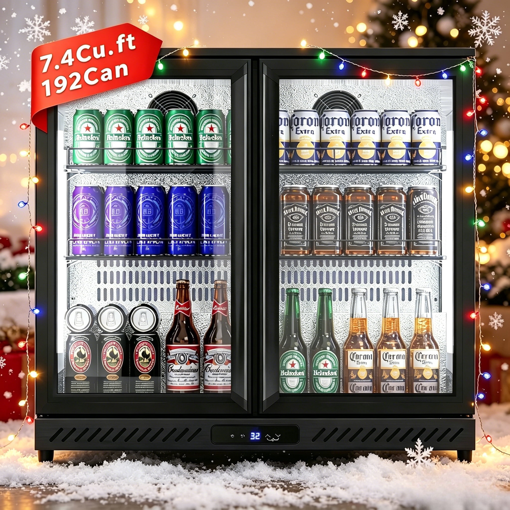 RIOXC 36" Beverage Refrigerator 192 Cans Beer Fridge, Back Bar Cooler with Low-E Glass Door, Commercial Drink Fridge for Home Bar Kitchen, ETL & NSF