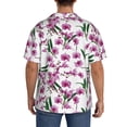 thumbnail image 3 of Lsque Orchids Flowers print Men's Cuban Collar Short Sleeve Shirt Summer Beachwear Casual Button Down Fashionable Vacation Leisure Shirt-X-Large, 3 of 7