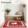 thumbnail image 3 of ODIKA 6'x9' Machine Washable Non-Slip Area Rug, Vintage Holiday Santa with Pinecone and Berry Embellishments High Traffic Rug with Pad, Red, 627861, 3 of 8