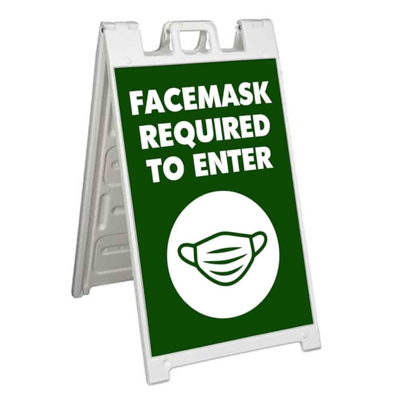 Facemask Required To Enter (24" X 36") Standard A-Frame Signicade, Includes Decal Applied To Stand