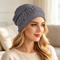 thumbnail image 6 of Chemo Headwear for Women Flower Pleated Beanies Stretch Elastic Turbans Soft Cancer Hats Head Coverings Scarf,Dark Gray, 6 of 6