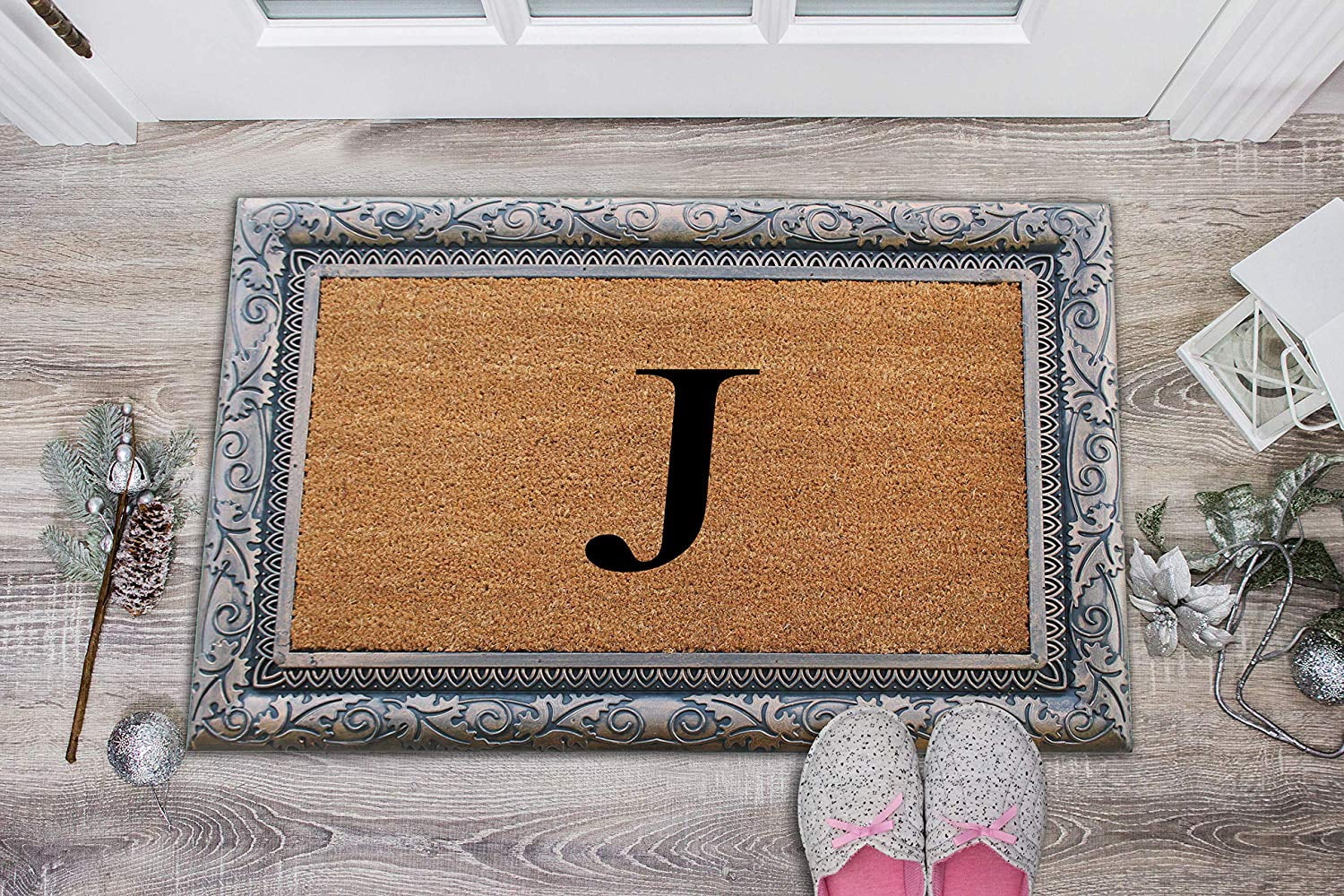 A1HC First Impression Rubber and Coir Albena 24" X 36" Bronze Finished Heavy Duty Monogrammed Doormat