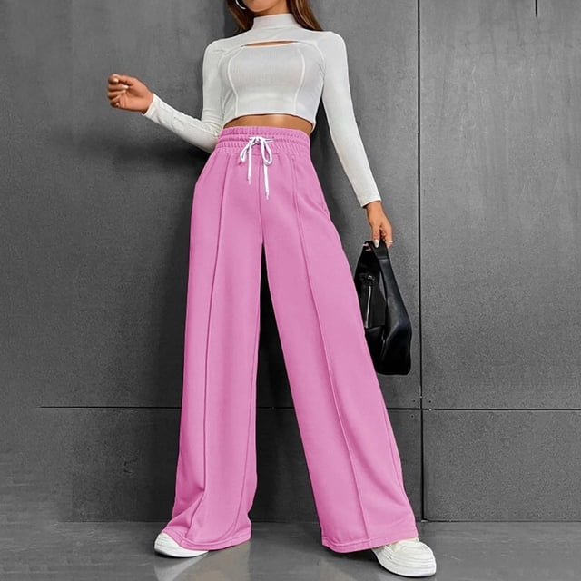 WILLBEST Pantalones Casuales de Mujer de Cintura Alta, Versátiles, Cómodos y de Pierna Ancha para Otoño E Invierno. Extra Grande