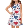 thumbnail image 2 of CCRFTGI 4th of July Dresses for Child Girls Size 10-12 Summer Patriotic American Flag Heart Mini Dress Party Crew Neck Independence Day Sleeveless Girls Clothes Fashion Dresses Red 3-4 Years, 2 of 8