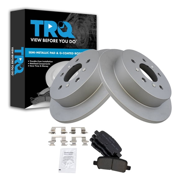 TRQ Rear Brake Pad and Rotor Set Semi Metallic Coated Rotors Fits 2008-2009 Buick LaCrosse