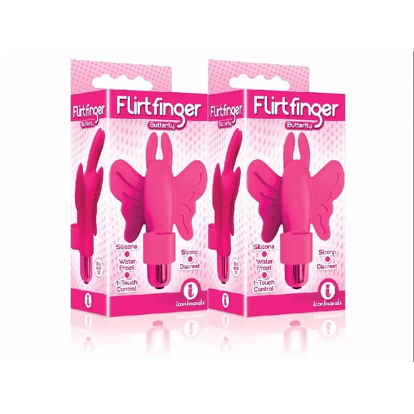 (2 Pack) The 9's, Flirt Papillon pour Doigt, Vibromasseur pour Doigt, Rose
