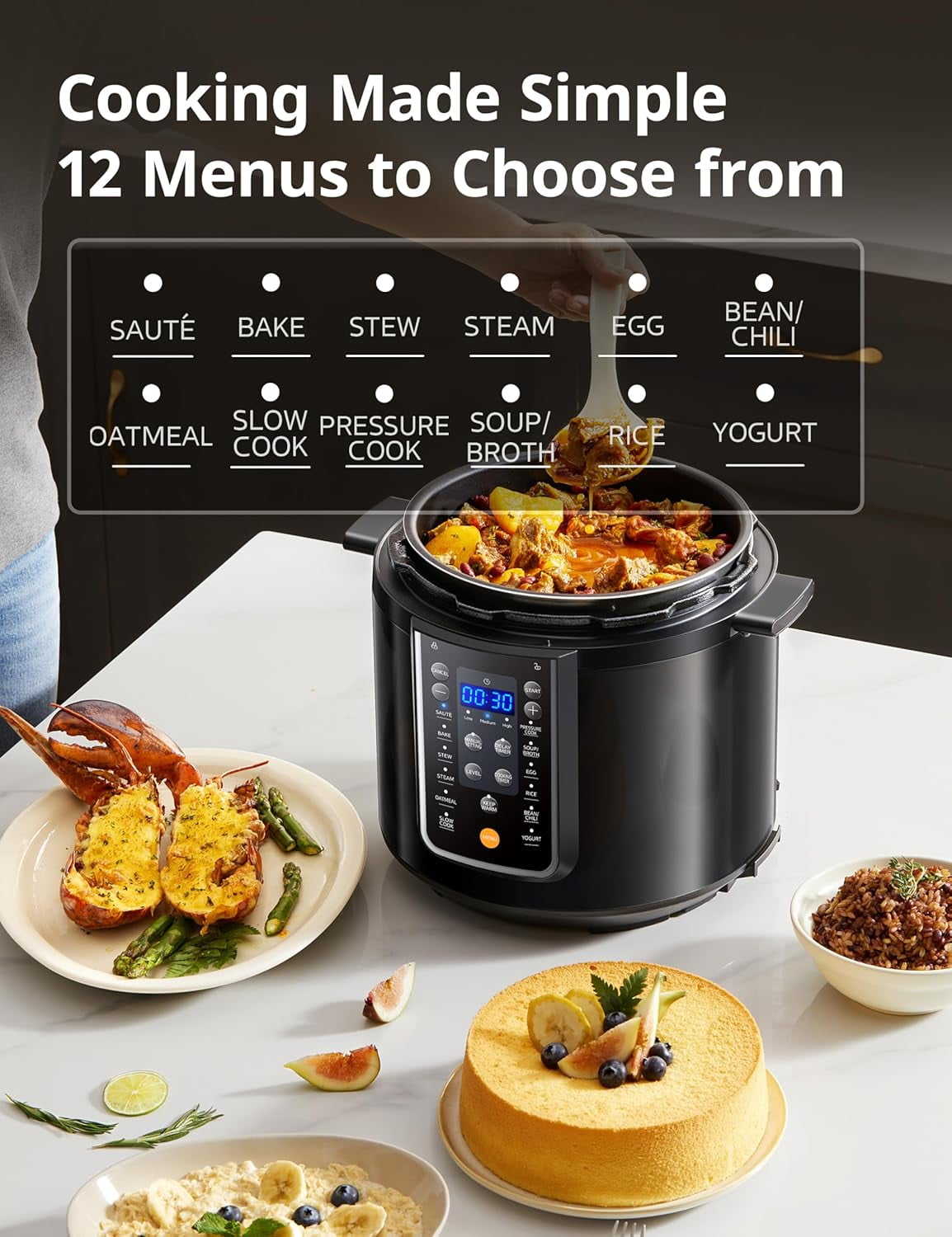 IAGREEA 1.8L Pressure Cooker, 3 Person Multi-Functional Mini
