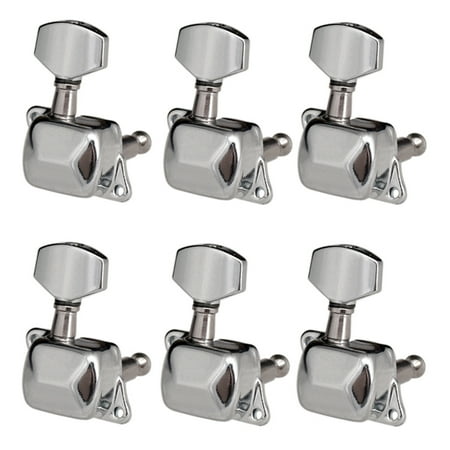 CACAGOO 6 Pieces Guitar String Tuning Pegs Semi-closed Tuning Machine Machine Heads Tuners for Electric Guitar Acoustic Guitar(6 Right  Silver)