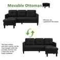 thumbnail image 3 of Magic Union Convertible Sectional Sofa Couch for Living Room, L-Shaped Couch 3 Seats Sofas with Linen Fabric, Movable Ottoman Small Sofa Mid Century for Small Apartments, Living Room and Office,Black, 3 of 8