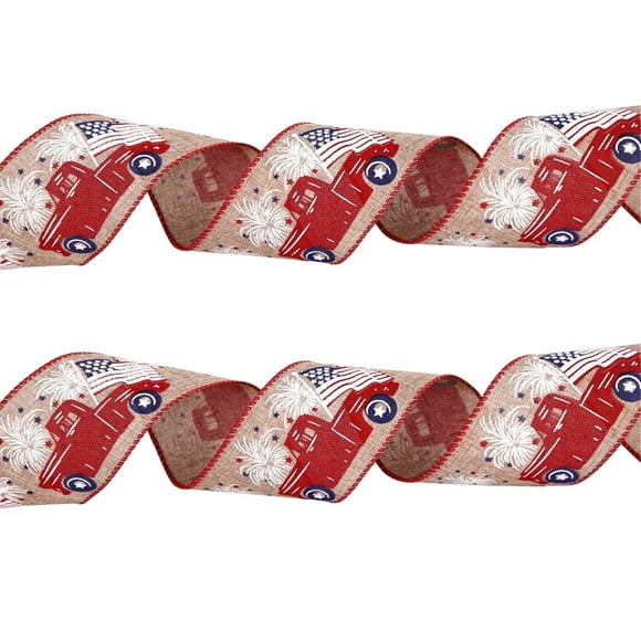 American Patriotic Thread Edge Ribbon 4 Burlap Imitation Burlap Ribbon Veterans Day Ribbon Independence Day Gift Wrap Party Decoration Craft Supplies