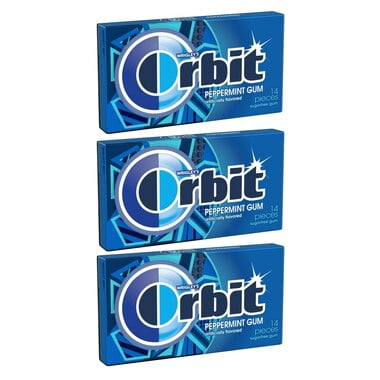 Wrigley's Orbit Sugar Free Gum 14 Pieces - Peppermint [ 3 Pack ]