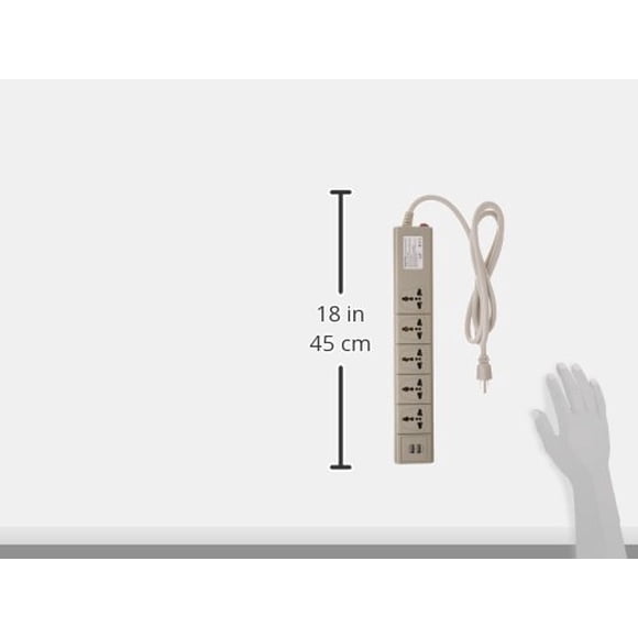 Tira de alimentación universal multitoma VCT con 2 puertos USB y 5 tomacor