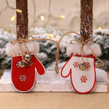 Fancyleo Wooden Christmas Hanging Decorations Pendants Gloves