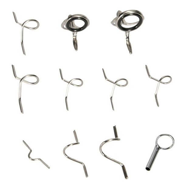11Pcs Fly Fishing Rod Guide Tip Repair Kit Set DIY Eye Rings