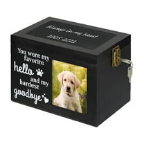 Pet Memorial Urns for Dog or Cat Ashes, 7.8x6x5.5in Wood Dog Urns for Ashes, Pet Urn with Photo Frame, Memorial Keepsake Memory Box with Key and Lock, Personalized Pet Cremation Urn