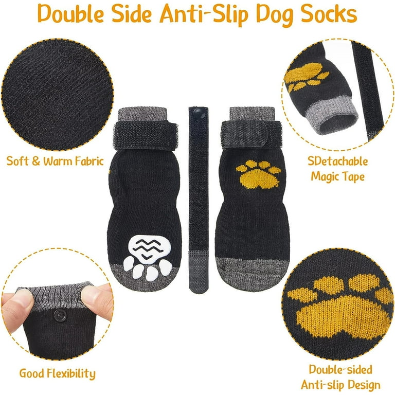  4 Sets 16 Pieces Dog Grip Socks Dog Socks with