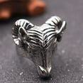 thumbnail image 5 of PAMTIER Men's Stainless Steel Vintage Silver Tone Sheep Goat Head Skull Gothic Biker Ring Punk Style Demon Devil Aries Zodiac Statement Size 7, 5 of 6