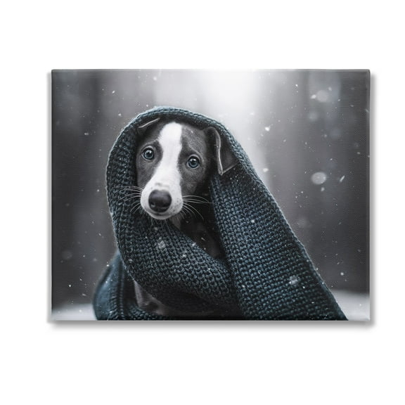 Stupell Industries Dog with Winter Scarf Animals & Insects Painting Gallery Wrapped Canvas Art Print Wall Art, 20 x 16