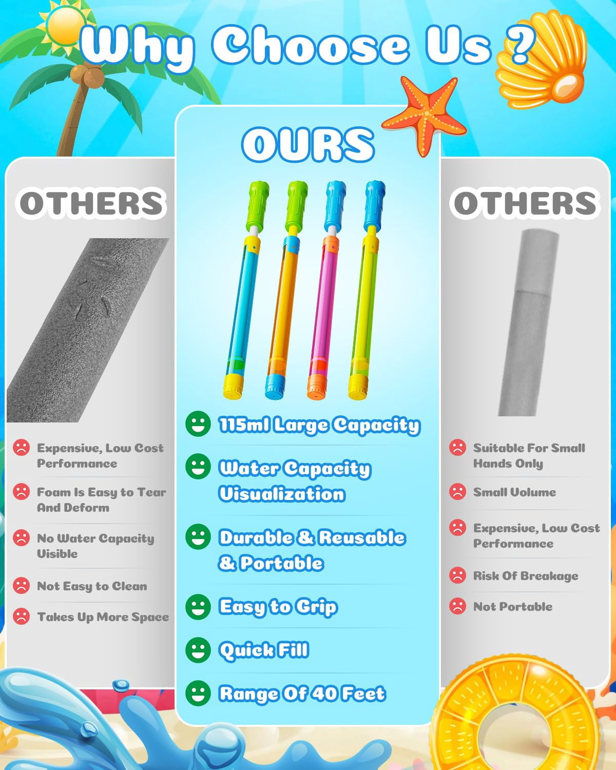 Water Blaster 12 Pack Summer Outdoor Pool Beach Party Game Toy