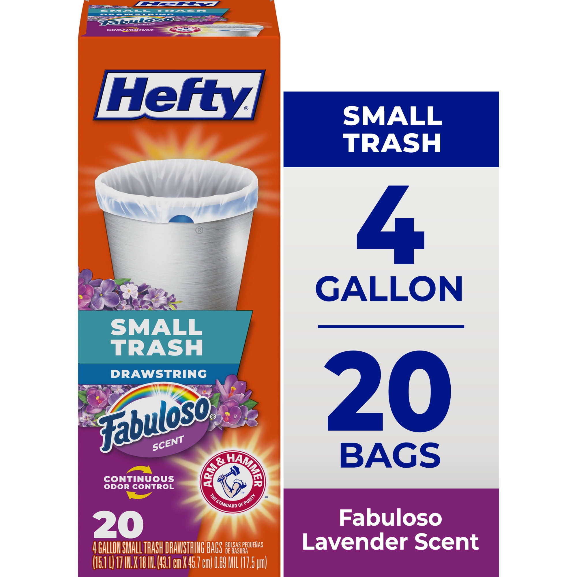 4 pack) Hefty Medium Trash Bags, Fabuloso Scent, 8 Gallon, 20