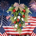 thumbnail image 4 of AYktou Patriotic Wreaths for Front Door, Independence Day Teardrop Swags Wreath Artificial Tulip Ears Bows Red White Blue Border Hanging Ornaments for Front Door Wall Indoor Outdoor Home Decor, 4 of 7