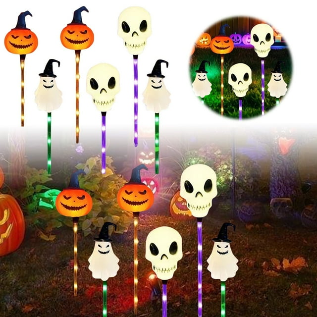 Halloween Solar Garden Lights Outdoor Decorations Pumpkin LED Stake Lamp for Yard Patio