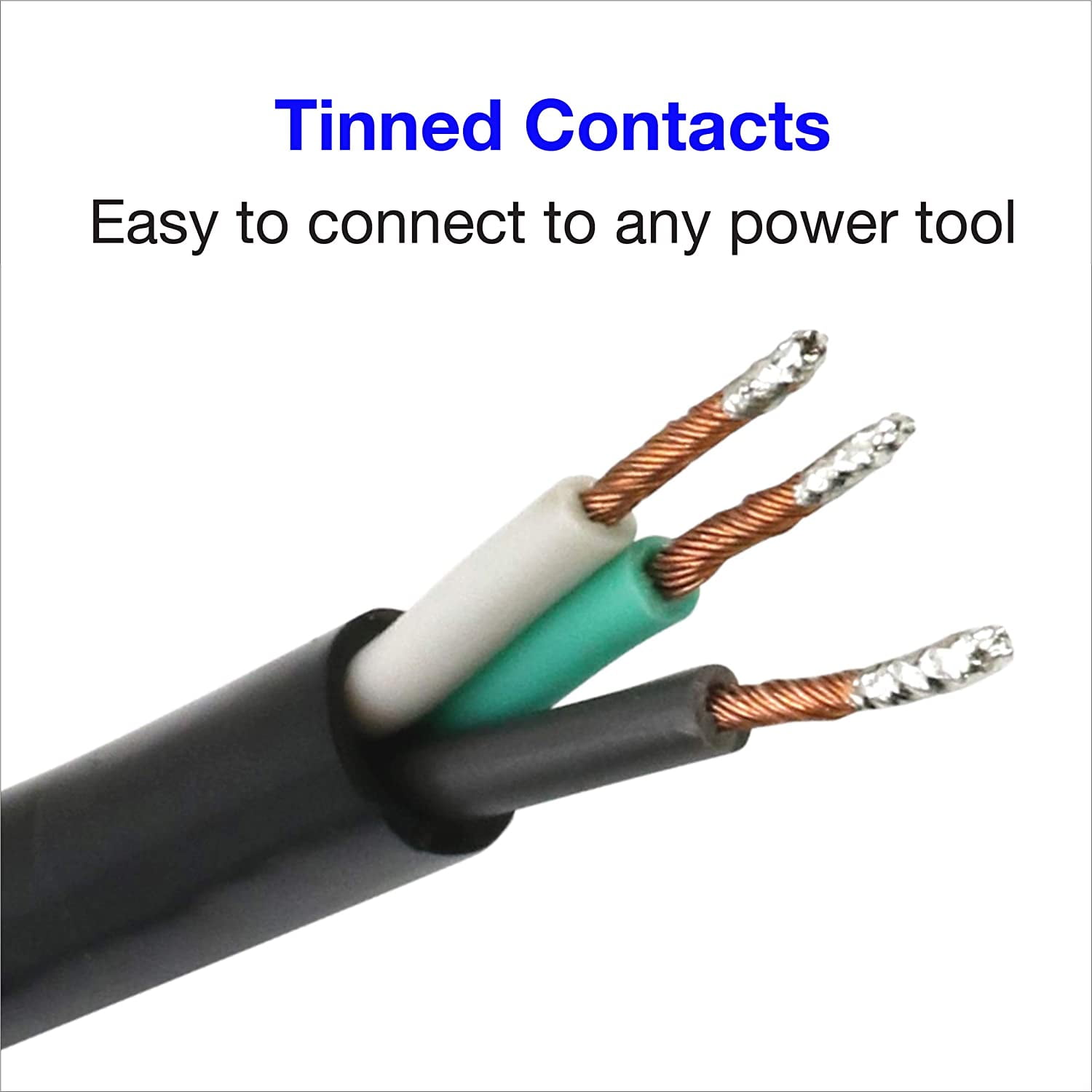 JJEAN-10 ft 3-Wire Heavy Duty Power Cord, Replacement Cord 14/3 SJT for for Power Tools and appliances, Black, 3 Prong Grounded Plug, DCIC-0007-DC