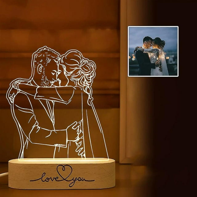 Lámpara de foto 3d personalizada, foto y texto personalizados, regalos de luz nocturna 3d para cumpleaños, aniversario de boda, Día de San Valentín